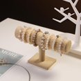 thumbnail image 2 of LAICAIW T-Bar Bracelet Holder, Natural Linen Bracelet Display Stand For Store Show, Hair Tied Watch Jewelry Organizer Rack For Selling Show (Yellow Linen), 2 of 6