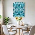thumbnail image 6 of Canvas Wall Art Teal Blue Diamond Canvas Art Print Modern Geometric Lines Vintage Pictures Wall Decor for Living Room Bedroom Artwork Decorations Stretched Framed Ready to Hang 8"x10", 6 of 9