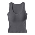 thumbnail image 5 of TEAJOPSUU Womens Summer Knitted Tank Tops Slim Fit Sleeveless Sweetheart Cami Shirts Casual Daily Basic Tank Tops Dark Gray, 5 of 5