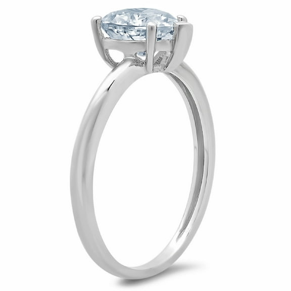 2 ct Heart Cut Natural Swiss Blue Topaz Solitaire Engagement Ring for Women in 18K White Gold