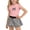 Pink, variant on 2 Piece Summer Outfits for Girl Cute Bow Tank Top and Plaid Skirt Set Youth Going Out Matching Set Green 4-5Years