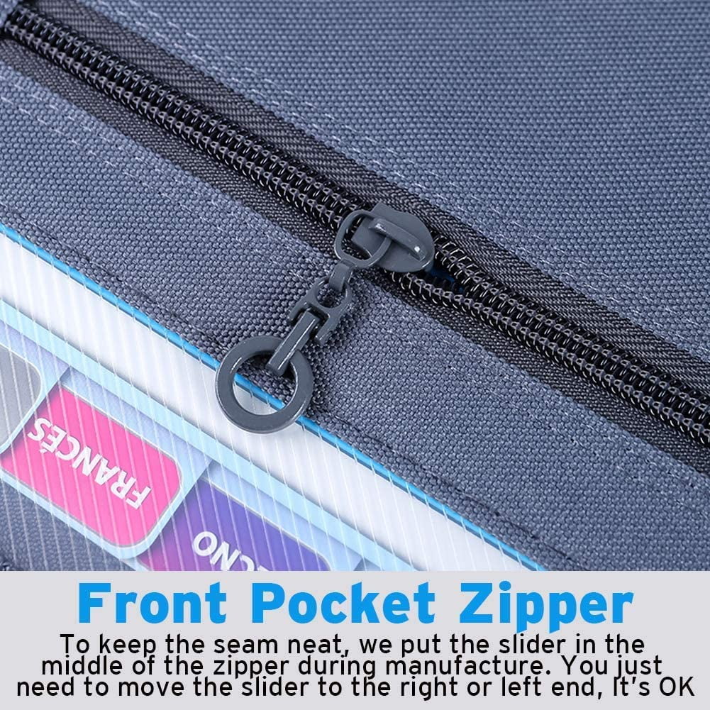 13-Pocket Accordion File Folder Organizer with Sticky Labels and Zipper Closure for Letter/A4 Size Documents