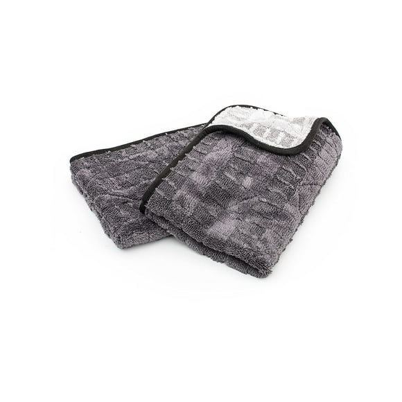 The Rag Company - The Gauntlet Drying Towel (2-Pack) 70/30 Blend Korean Microfiber, Designed to Dry Vehicles Faster, More Thoroughly & More Gently Than Others, 900gsm, 15in x 24in, Ice Grey + Grey