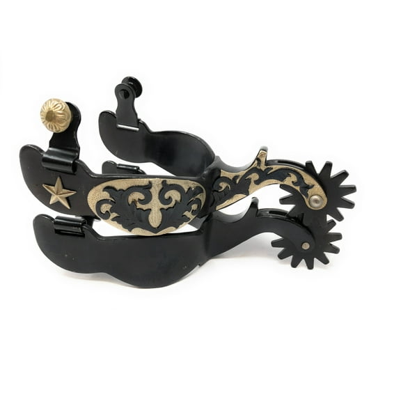 AJ Tack Men's Antique Brown Star and Floral Spurs