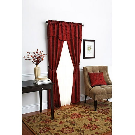 Better Homes and Gardens 84" Damask Scroll Window Set, Deep Redwood