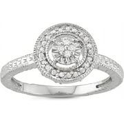 MyDiamondBox 1/10 Carat Total Weight (cttw) Sterling Silver - Solitaire Look Diamond Halo Wedding Ring - for Women (Size: 5)