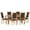 Natural Brown/Brown, variant on Noble House Fescue Fabric Upholstered Wood Expandable 7 Piece Dining Set, Gray and Black