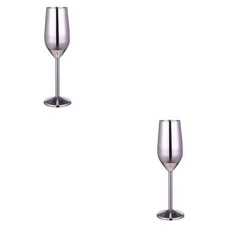 

Widealiff 2pcs Stainless Steel Wine Glass 220ml Champagne Cup Metal Cocktai Goblet for Bar Restaurant Silver
