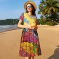 thumbnail image 4 of Balery Beautiful African Woman Vestidos sueltos de manga corta para mujer, vestidos de verano 2025, vestidos casuales de corte A con vuelo., 4 of 6