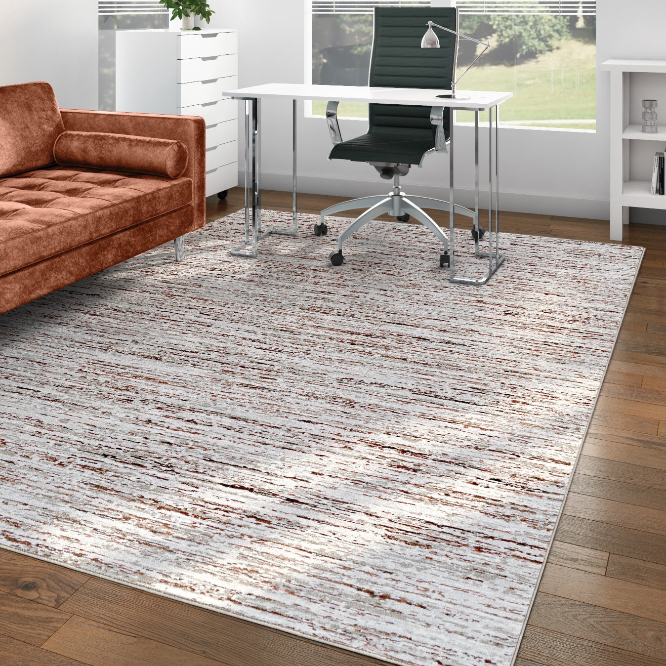 Couristan Sonnet Capillary 5'3" x 7'6" Grey and Chocolate Indoor Area Rug