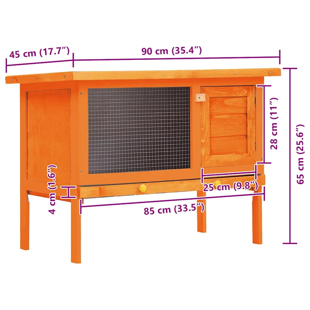 vidaXL Pull Out Tray Outdoor Large Wooden Rabbit Cage 35.4 x 17.7 x 25.8