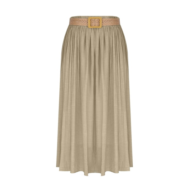 Jupes à Taille Élastique pour Femmes Jupe Décontractée Évasée Longueur Cheville en Polyester Longueur Régulière 1 Pce