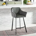 thumbnail image 4 of SAFAVIEH Rodi Modern Tufted Counter Stool, Grey/Black (22 in. W x 21 in. D x 37.5 in. H), 4 of 12