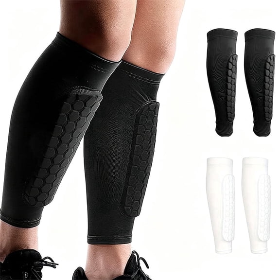 Unbranded EVA Honeycomb Soccer Shin Guard Sleeves Anti-Slip Compression, Breathable, 1 Pair, L