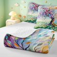 thumbnail image 4 of Homewish Colorful Tree Of Life Quilt Full,Daisy Floral Plant Full Bedspread Sets,Green,Colorful Stars Reversible,3pcs, 4 of 7
