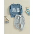 thumbnail image 3 of Bagilaanoe 2PCS Baby Clothing Sets Boys Casual Sweatsuits Toddler Letter Long Sleeve Sweatshirt Tops + Drawstring Sweatpants 6M 12M 18M 24M 3T Kids Pants Set Fall Outfits, 3 of 9