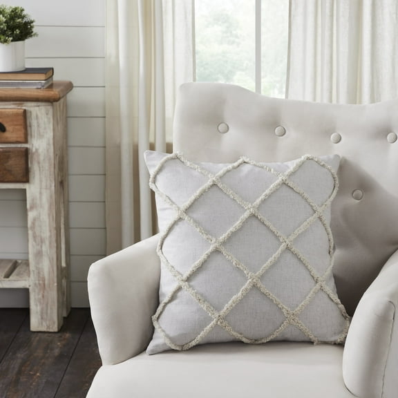 VHC Brands Frayed Lattice Oatmeal Pillow 20x20