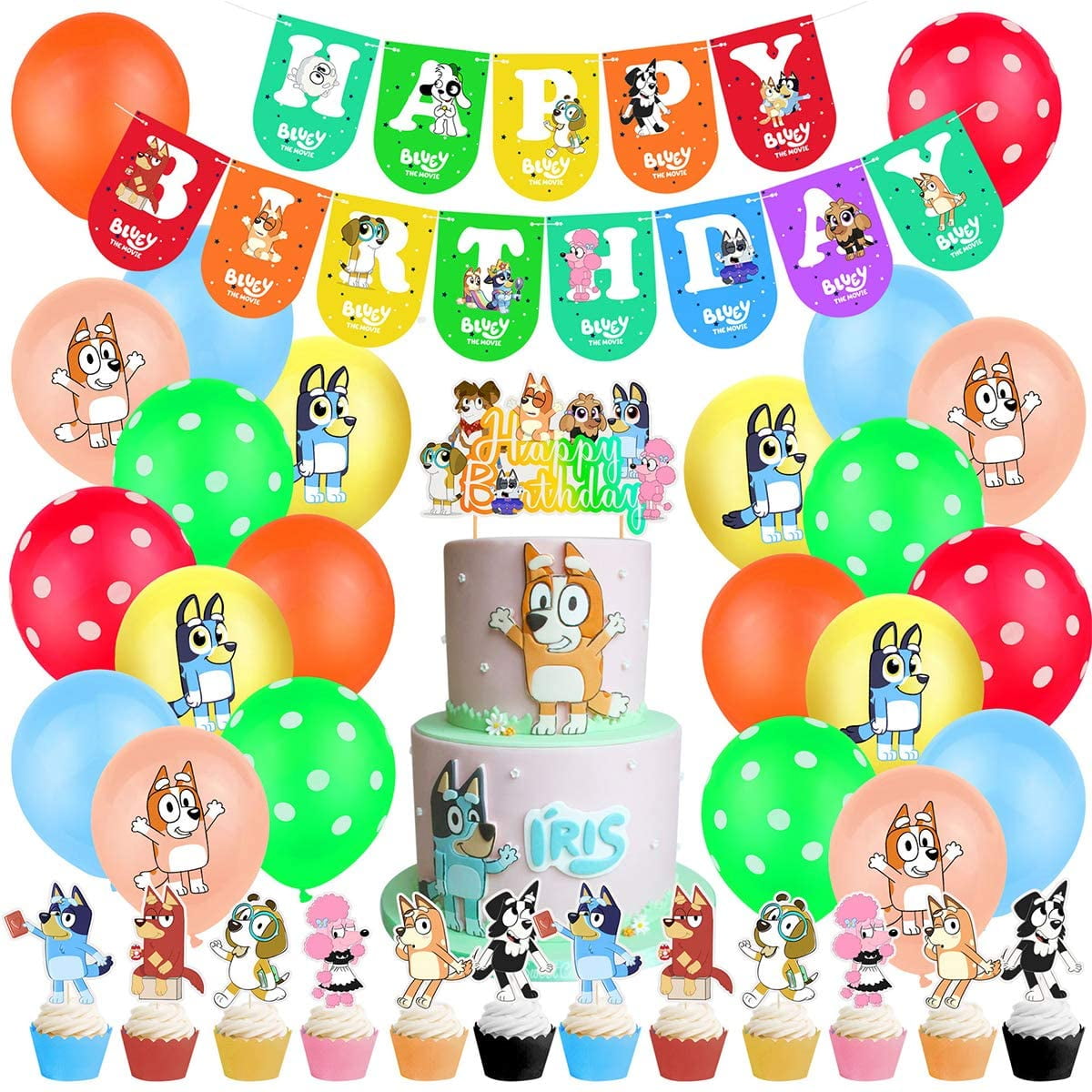 for Bluey Birthday Decoration Party Supplies Including