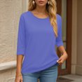 thumbnail image 6 of Towmus Womens Tops 3/4 Sleeve Solid Color Crew Neck T Shirt Oversized Casual Women Blouse Business Work Summer Dresses S-3XL Under $6, 6 of 6