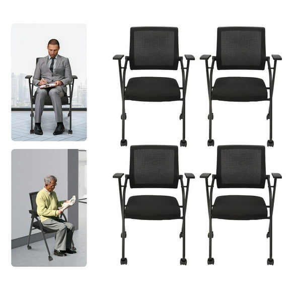 Miumaeov 4Pcs Conference Waiting Room Chair Office Ergonomic Guest Reception Chairs with Armrest
