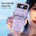 thumbnail image 4 of Allytechgroup Galaxy Z Flip 4 Case, Stars Design Hinge Protection Shockproof Slim Fit Shell Cover Anti-Scratch Transparent Clear Back Cover Phone Case for Samsung Galaxy Z Flip4, Purple, 4 of 7