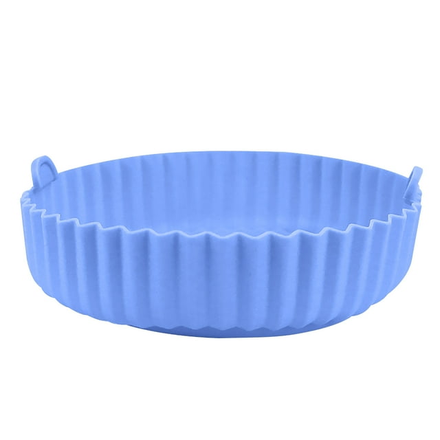 Toystoory Freidora de aire resistente al calor, olla de silicona con asa, revestimientos reutilizables, bandeja para microondas, verduras, pollo, cestas de Herramientas y accesorios para hornear Azul Toystoory HA059581-03