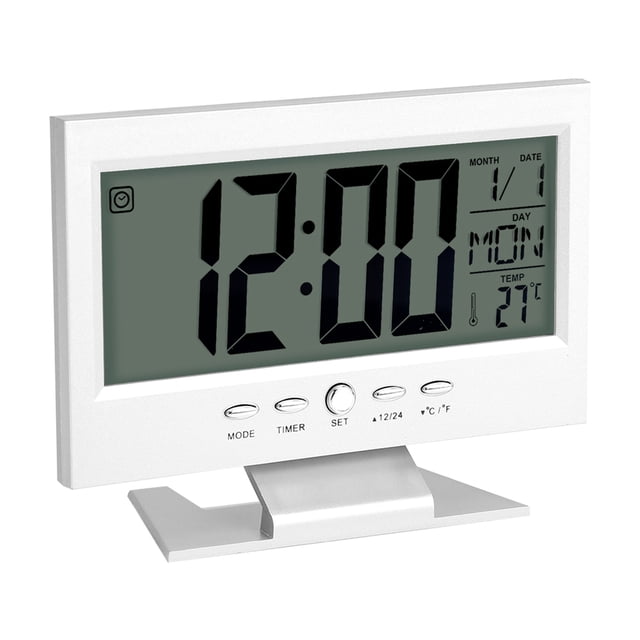 Temp Display Reloj LCD Digital Sensor De Sonido Mesa Escritorio Alarma