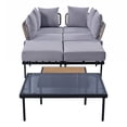 thumbnail image 4 of Glavbiku Modern 6 Seater Patio Sectional Sofa Set with Square Coffee Table Set for Garden, Beige, 4 of 14