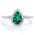 thumbnail image 1 of JeenMata Anillo de Compromiso de 1 Quilate con Piedra Natal de Mayo en Corte de Pera - Anillo de Bodas - Anillo de Halo - Anillo Pavé - Anillo de Promesa - Baño de Oro Blanco de 18 K sobre Plata, 1 of 6