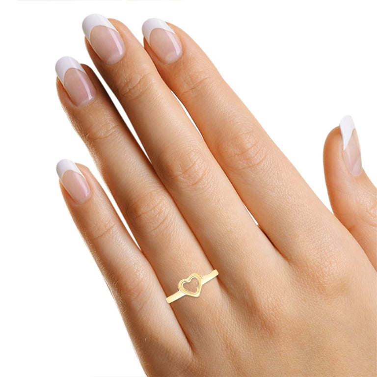 Open Heart Ring 14K Yellow Gold Plated 925 Sterling Silver For