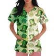 thumbnail image 4 of St Patrick's Day Print V Neck Short Sleeve Workwear Top for Women Fashion Scrub Tops with Pocket Casual Work Shirts 2026 Light Green S, 4 of 5