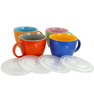 Lareina Large Soup Mugs 28 oz - Ceramic Cups With Anti-Heat Handle - Coffee  Mugs Set With Vented Plastic Highly Sealed Lid Jumbo Soup bowl Microwave 