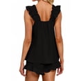 thumbnail image 5 of UVN Summer Pajamas for Women 2 Piece Ruffle Tank Tops and Short Pants Sleepwear Lounge Pajama Sets, 5 of 10