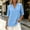 Light Blue, variant on Women's Summer Shirts Casual Loose V-Neck Fixed Roll Cuff Short Sleeve Solid Color Blouses Lightweight cotton Linen Curved Hem Short Tops for Office Daily Wear