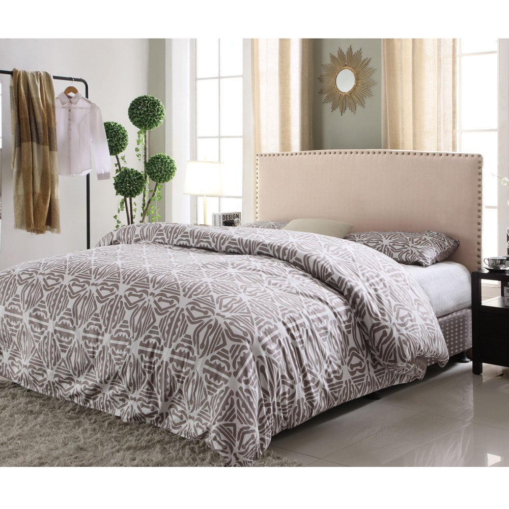 Best Master Furniture Upholstered Fabric Headboard, Pewter, Pistachio