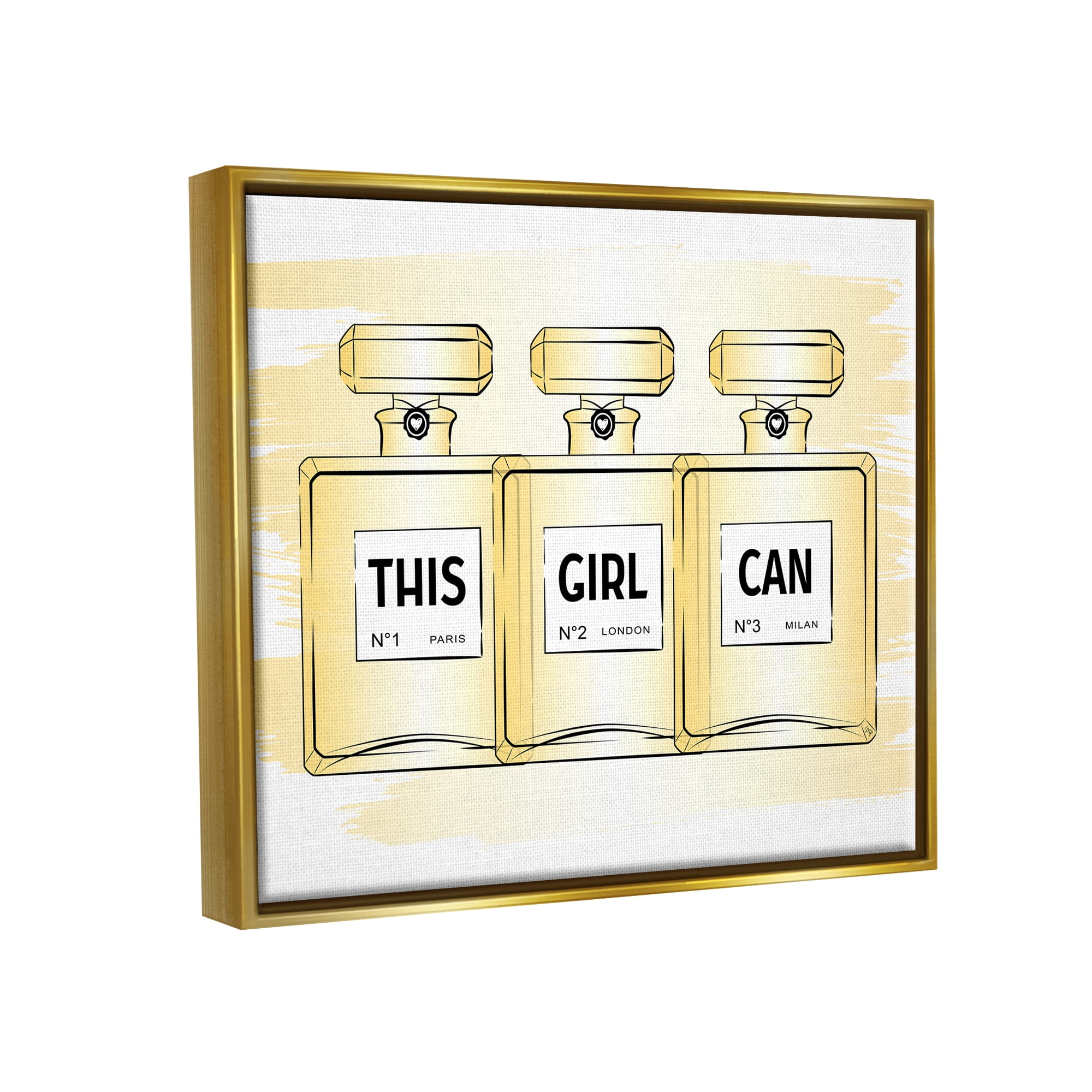 Stupell Industries This Girl Can Motivational Perfume Beauty & Fashion Painting Gold Floater Framed Art Print Wall Art