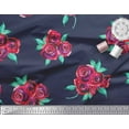 thumbnail image 3 of Soimoi Blue Heavy Canvas Fabric Leaves & Rose Floral Print Fabric by the Yard 58 Inch Wide, 3 of 3