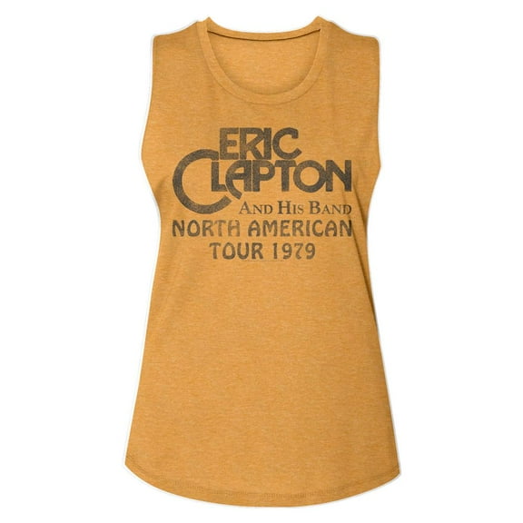 Eric Clapton N. American '79 Antique Gold Ladies Muscle Tank Top T-Shirt