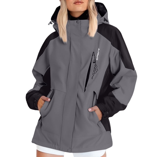 Breezora Veste Imperméable Résistante au Vent pour Femmes Imperméable Décontractée TTTG Taille Gris
