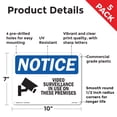 thumbnail image 2 of Video Surveillance In Use On These Premises OSHA Notice Rigid Plastic Sign 10 Inch x 7 Inch - 5 Pack, 2 of 8