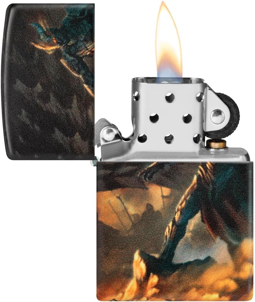 Zippo Lighter - Customized Message on Knight and Dragon 540 Matte Pocket 46284