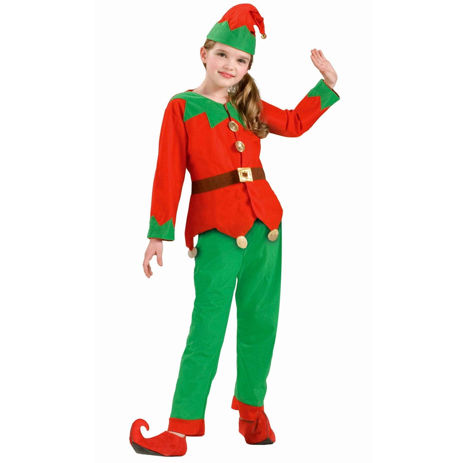 Kids Unisex Elf Costume in Red and Green, Onesize 