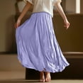 thumbnail image 5 of WTOBBY Women's Casual Pleated Solid Color Maxi Skirt A-Line Floor Length Skirt High Waist Flowy Swishy Long Skirt with Elastic Waist for Bohemian Style,Purple L, 5 of 5