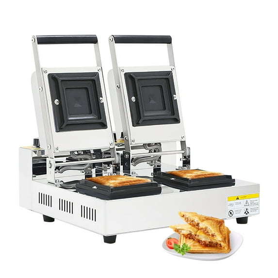 ALDKitchen Jaffle Maker Commercial | 2-Head Jaffle Sandwich Maker | Pudgy Pie Iron | Stainless Steel | 110V (Double Jaffle)