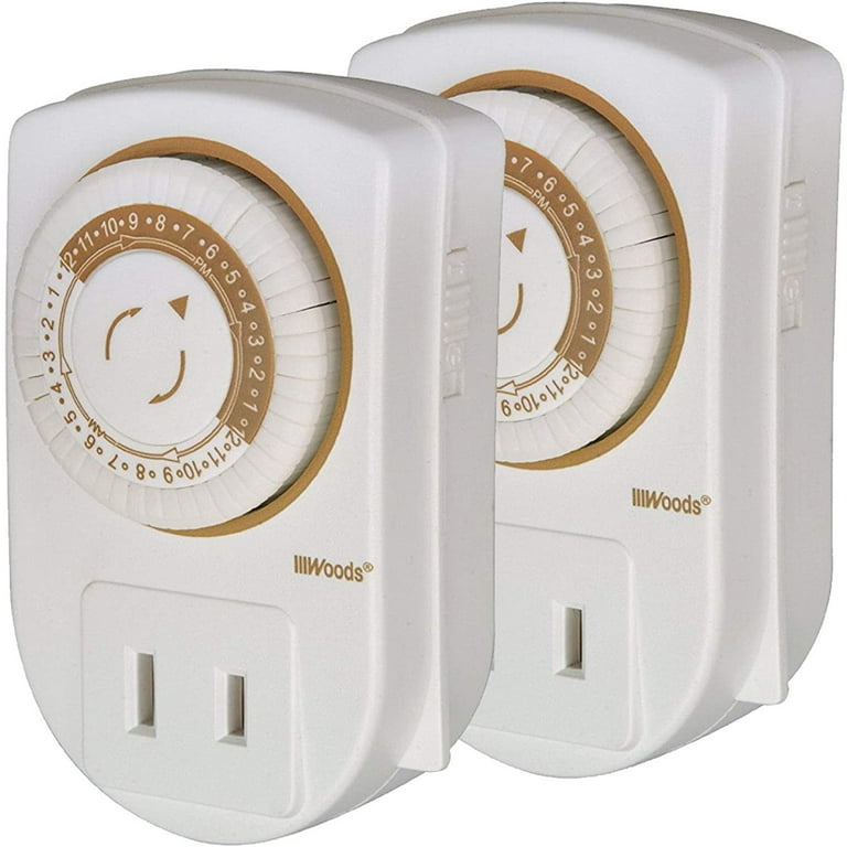 BN-LINK Indoor 24-Hour Mechanical Outlet Timer 3 Prong 2-Pack