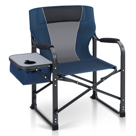 Alpha Joy Director Chair Supports 350Lbs Heavy Duty Folding Camping Chair Oversized Portable Tailgating Chair with Cup Holder & Cooler Bag