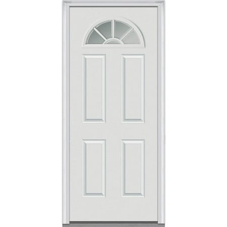 Front Entry Door - Verona Home Design Smooth Wagon Wheel Primed Fiberglass Prehung Front Entry Door