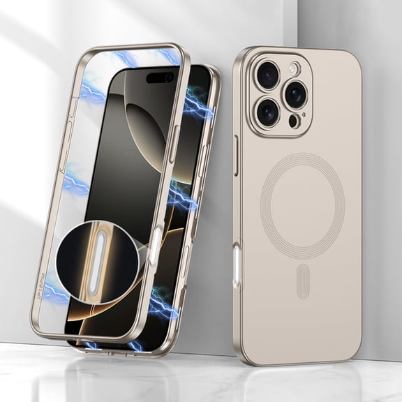 Magnetic for iPhone 16 Pro Max Phone Case, [Full Camera Protection] [Compatible with Magsafe] Shockproof Protective Magnetic 2-in-1 Hard PC Ultra Slim Phone Case for iPhone 16 Pro Max,Titaniumgray