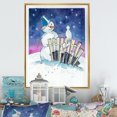 thumbnail image 1 of Designart Christmas Snowman With Cat Traditional Floating Frame Wall Art, 1 of 4
