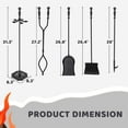 thumbnail image 4 of Nalone 5-Piece Wrought Iron Fireplace Tool Set with Ergonomic Handle, Includes Tong, Shovel, Poker, Brush (Black), 4 of 8